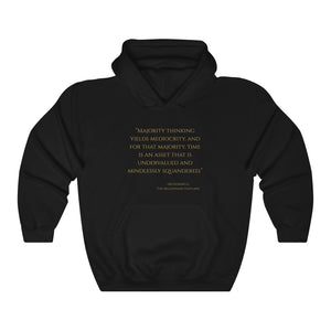 Open image in slideshow, &quot;Majority thinking yields mediocrity...&quot; - MJ DeMarco, The Millionaire Fastlane ~ Super-comfortable, Unisex heavy-blend hoodie infused with Advance Dynamix Add-A-Tude
